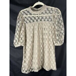 Luna Rae Mesh Polk A Dot Overlay Blouse Sz M